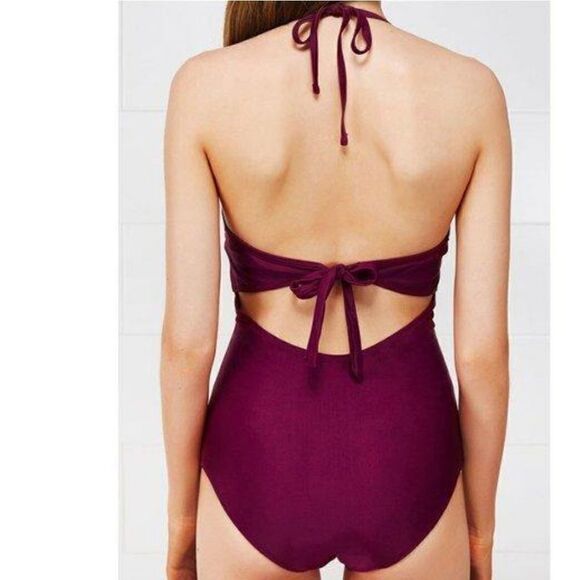 Cupshe wine crochet halter one-piece swimsuit - Picture 2 of 2